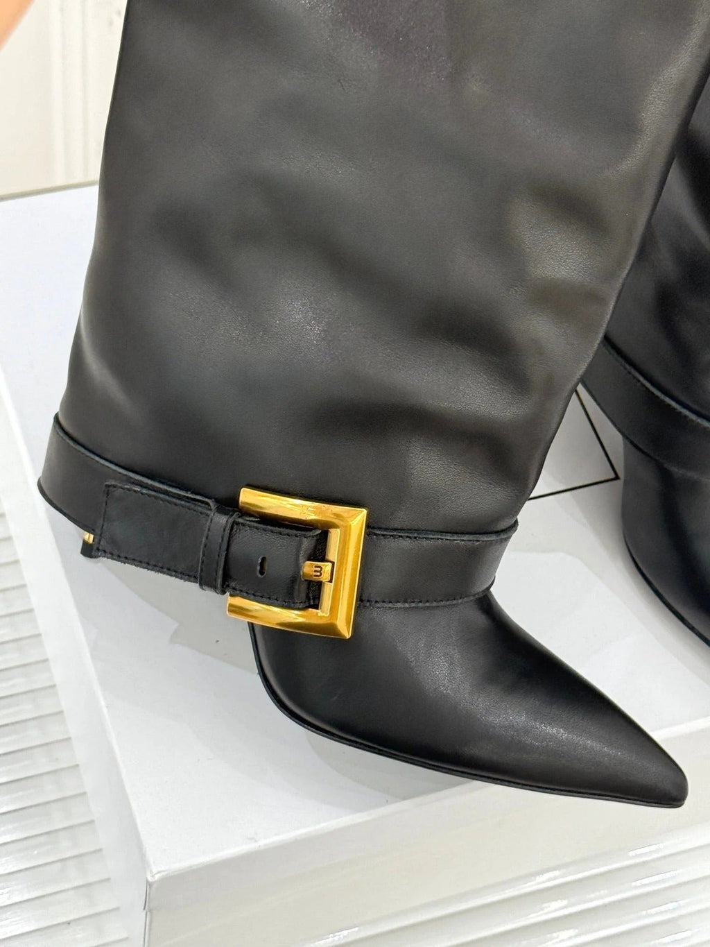 BALMAIN 25S ANTHEM BOOTS IN BLACK CALFSKIN