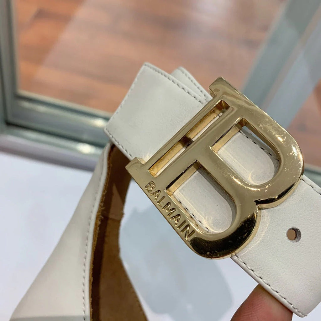 BALMAIN 25S THIN STRAP HIGH HEELS 105MM IN IVORY CALFSKIN GOLD HARDWARE