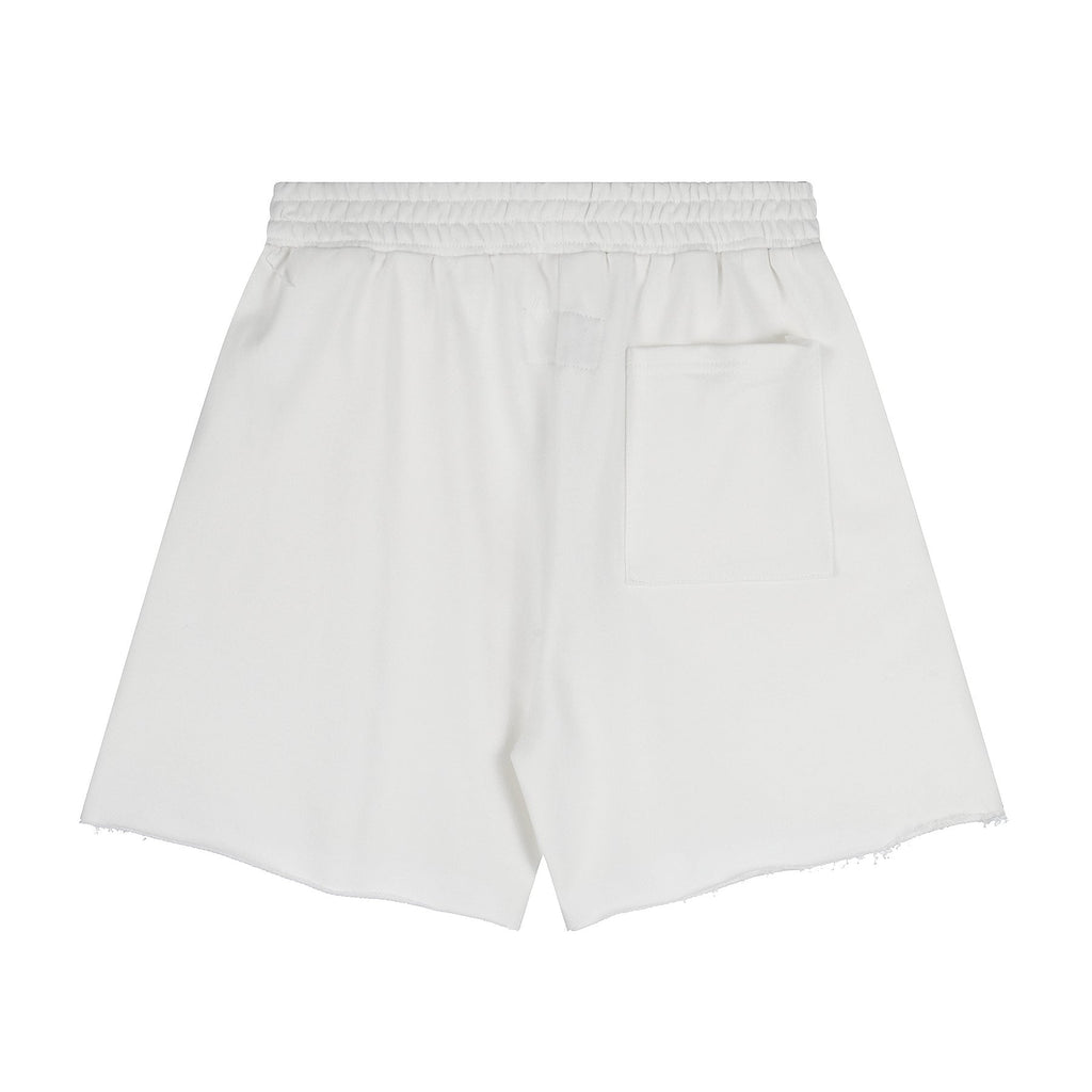 Sp5der Curved Wordmark Raw-Hem Shorts