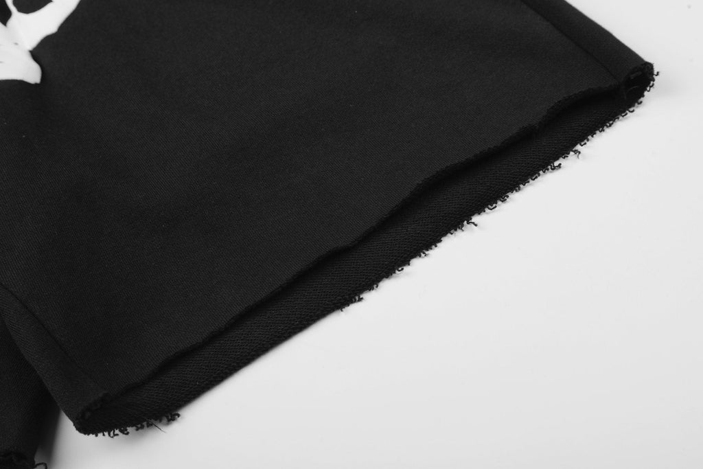 Sp5der Curved Wordmark Raw-Hem Shorts