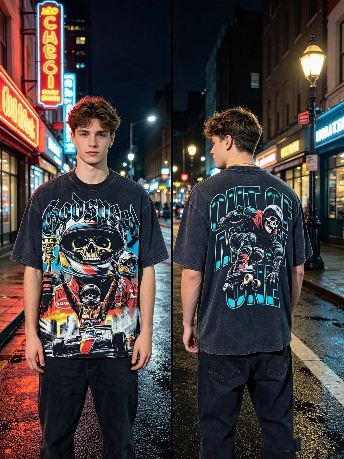Godspeed Racing Skull Skateboarder Graphic T-Shirt