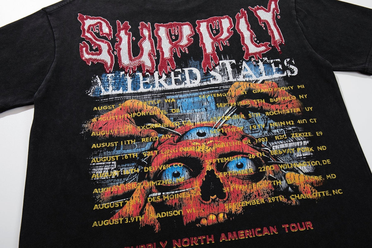 SUPPLY TEE Skull Rhinestone Graphic T-Shirt