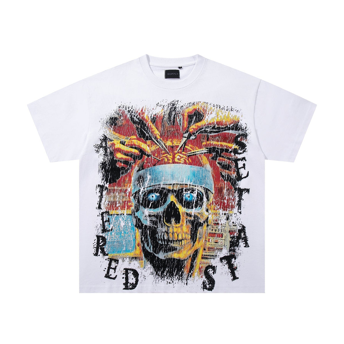 SUPPLY TEE Skull Rhinestone Graphic T-Shirt