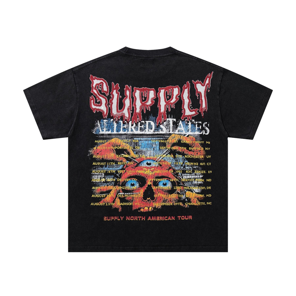 SUPPLY TEE Skull Rhinestone Graphic T-Shirt