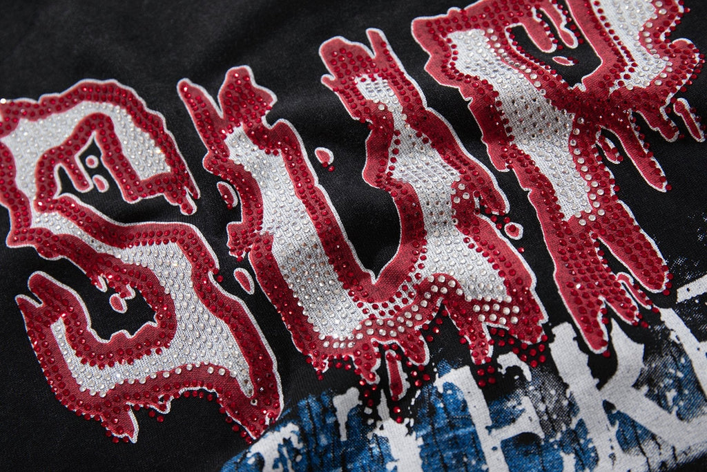 SUPPLY TEE Skull Rhinestone Graphic T-Shirt