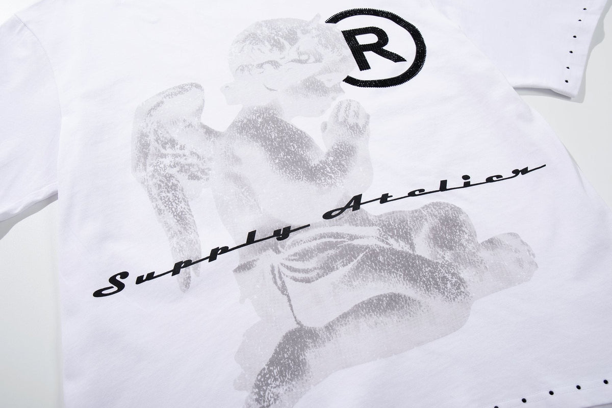 SUPPLY TEE Stud-Trim Flame Graphic T-Shirt