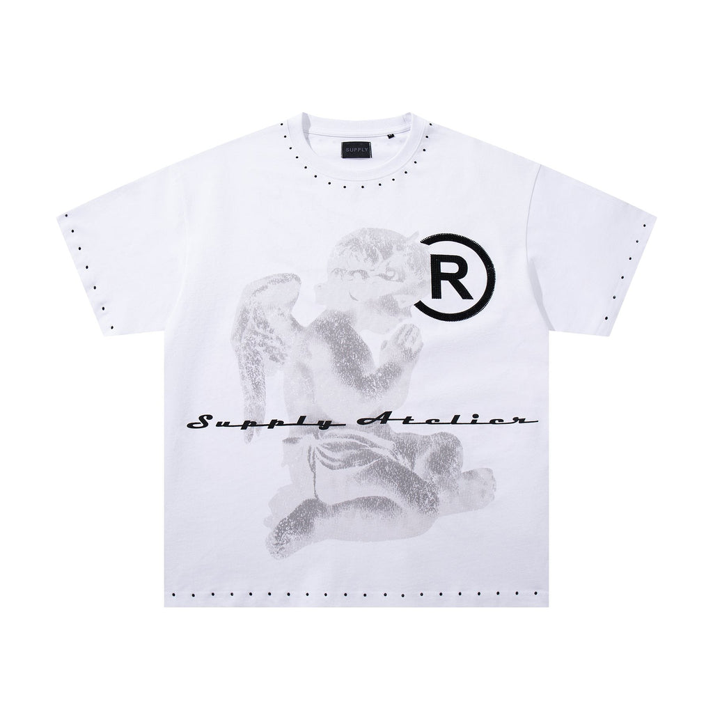 SUPPLY TEE Stud-Trim Flame Graphic T-Shirt