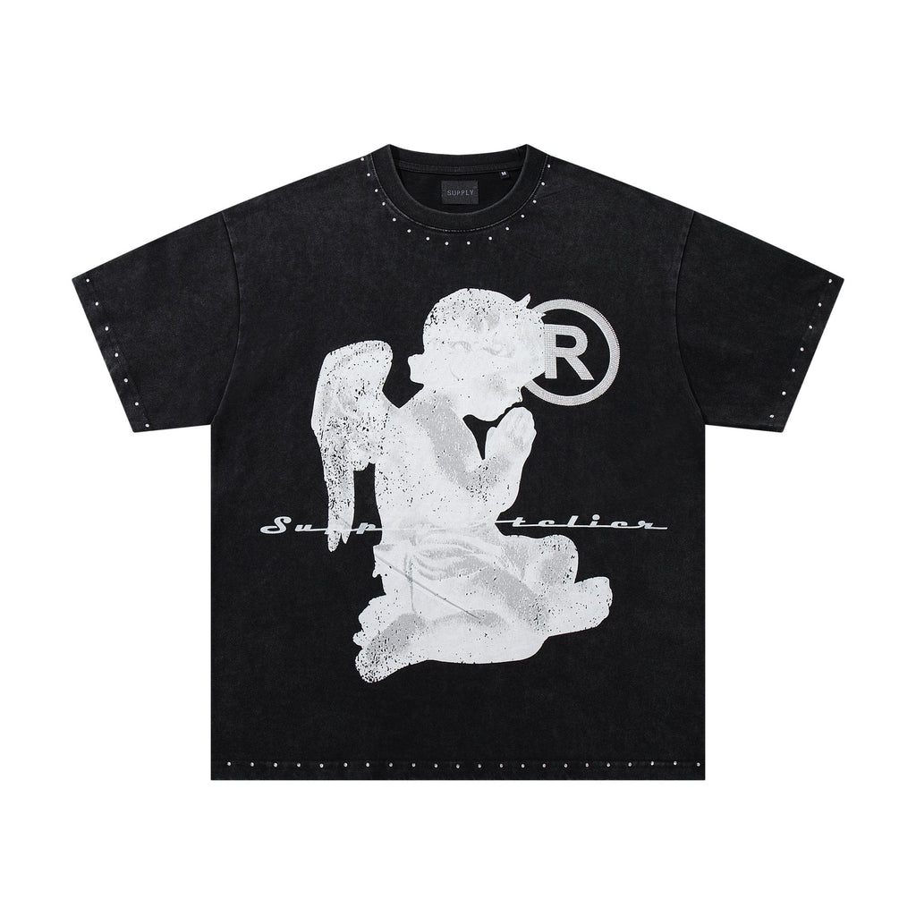 SUPPLY TEE Stud-Trim Flame Graphic T-Shirt