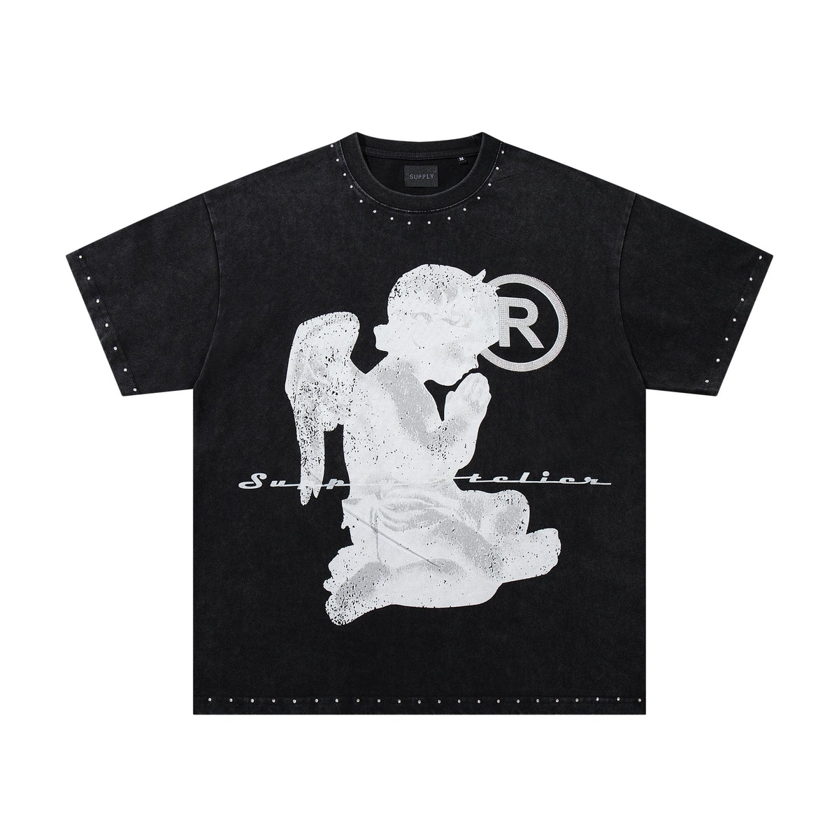 SUPPLY TEE Stud-Trim Flame Graphic T-Shirt