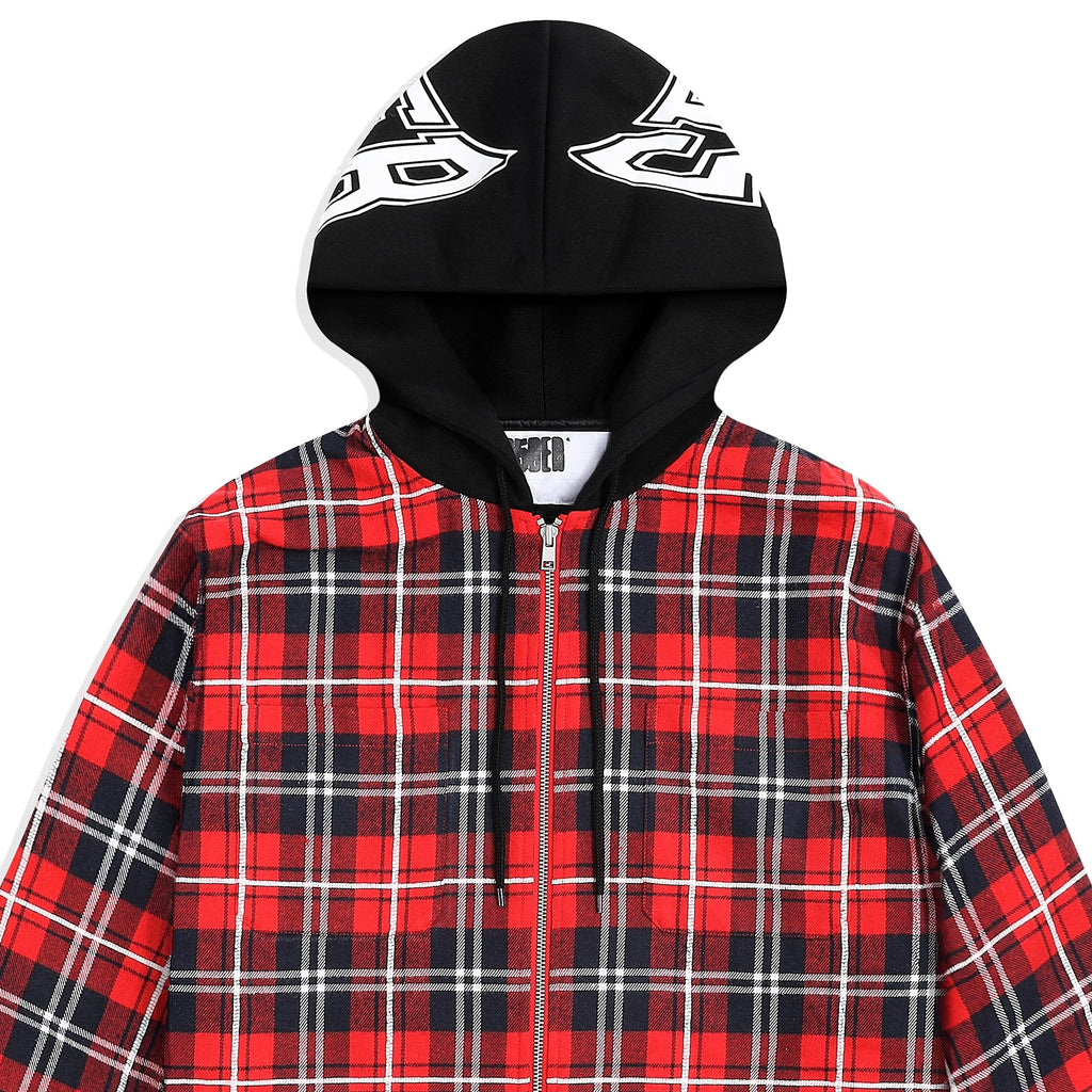HOODED ZIP FLANNEL SHIRT JACKET