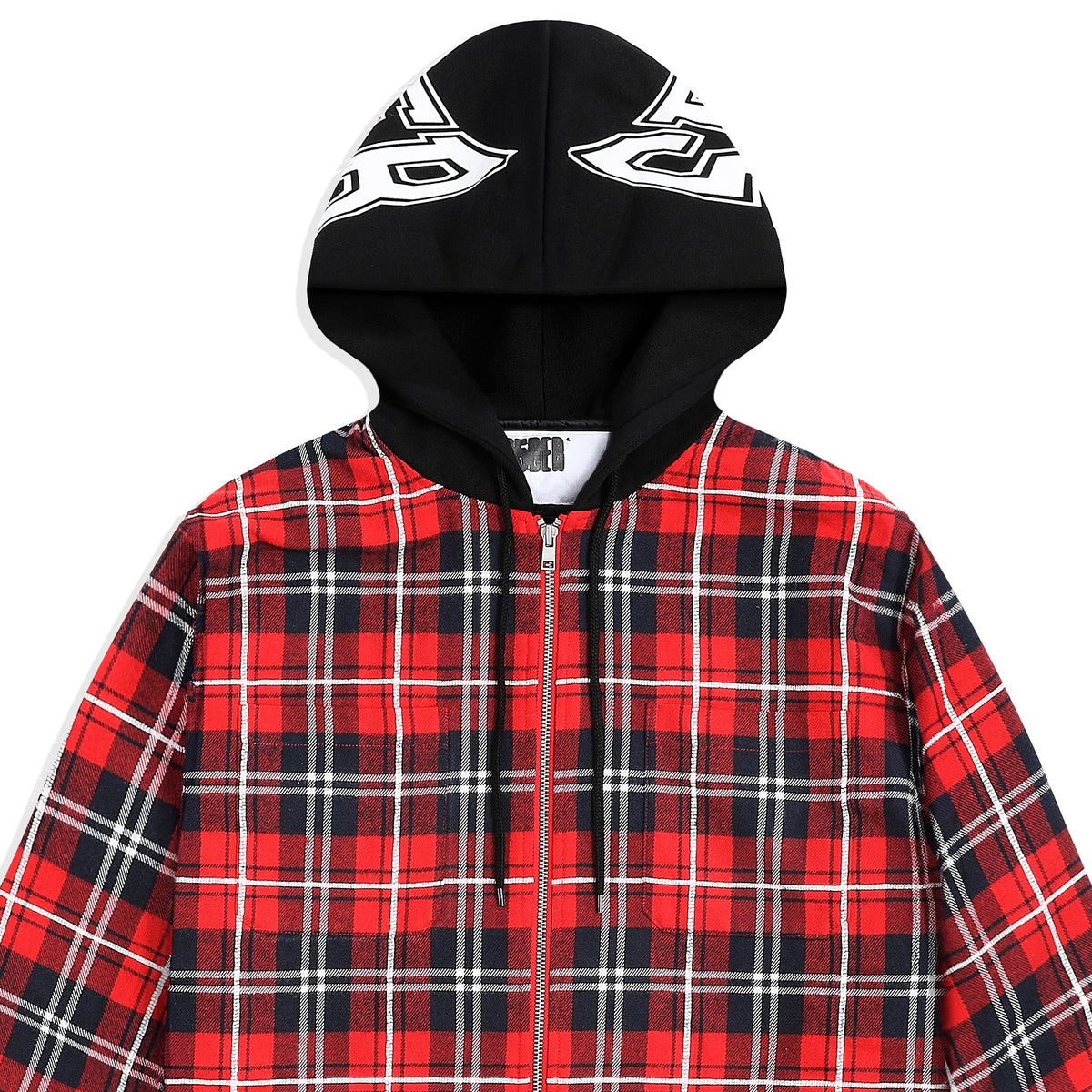 HOODED ZIP FLANNEL SHIRT JACKET