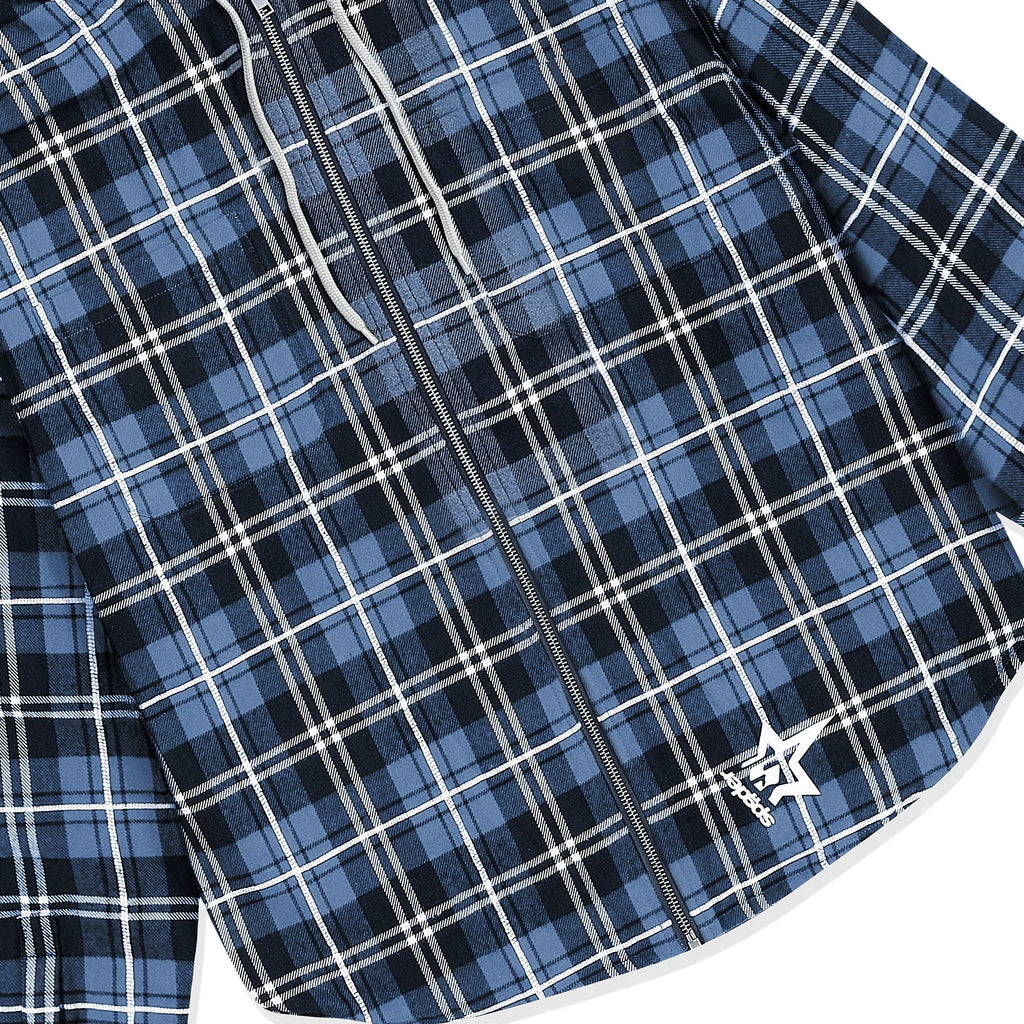 HOODED ZIP FLANNEL SHIRT JACKET