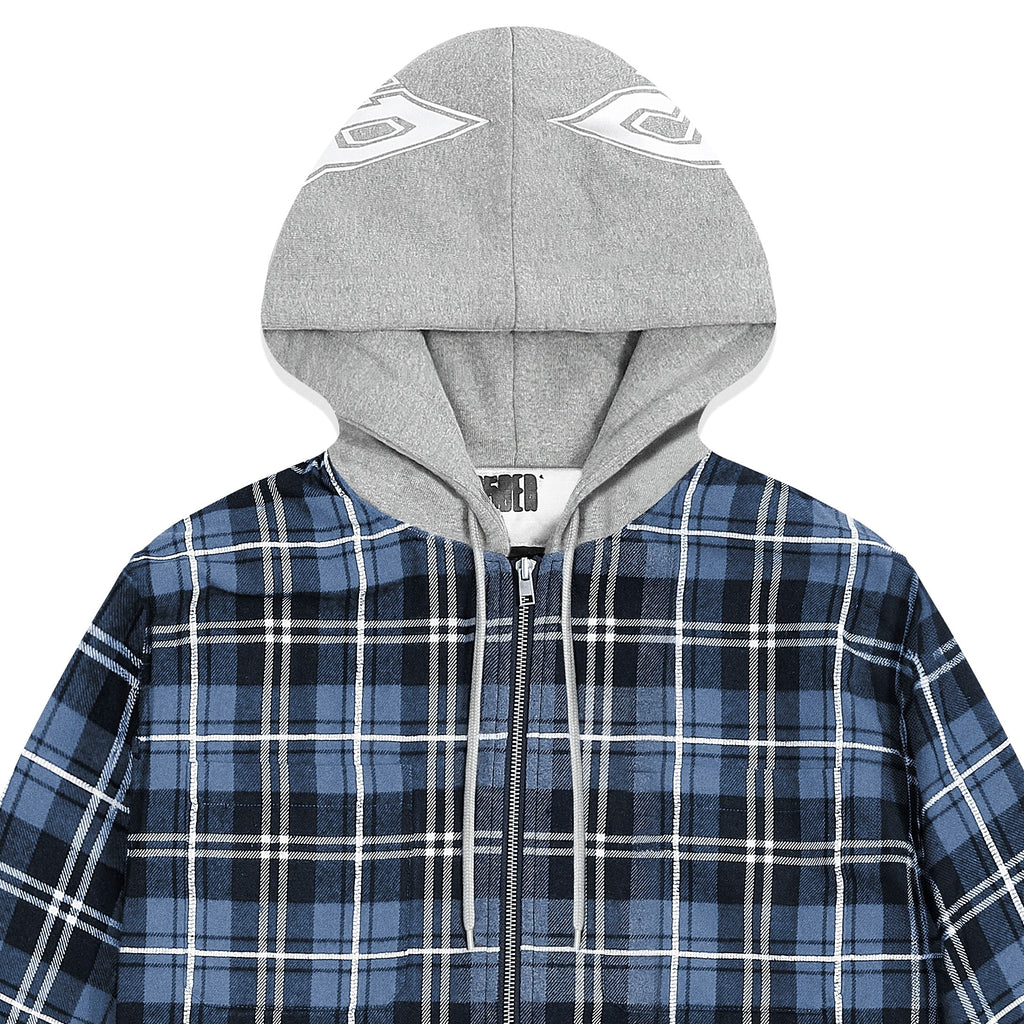 HOODED ZIP FLANNEL SHIRT JACKET