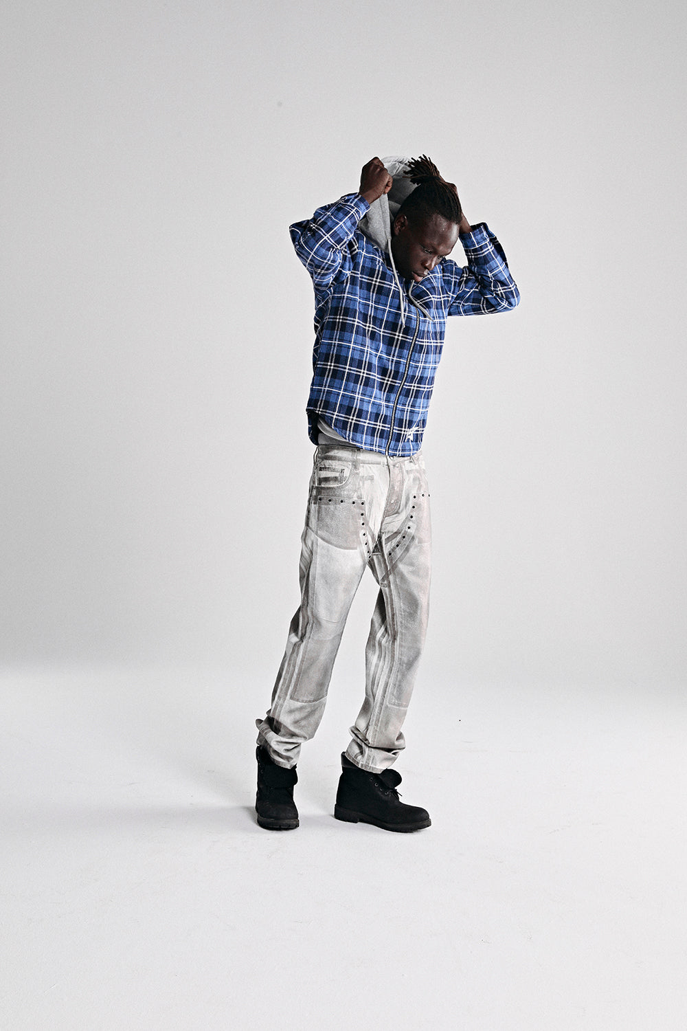 HOODED ZIP FLANNEL SHIRT JACKET