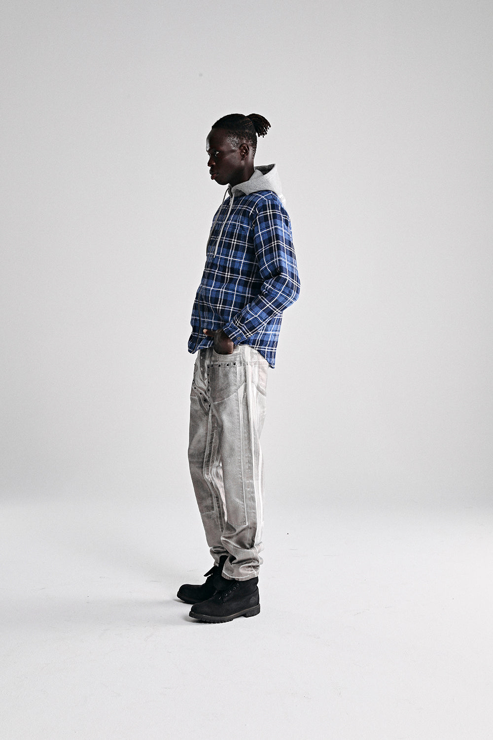 HOODED ZIP FLANNEL SHIRT JACKET
