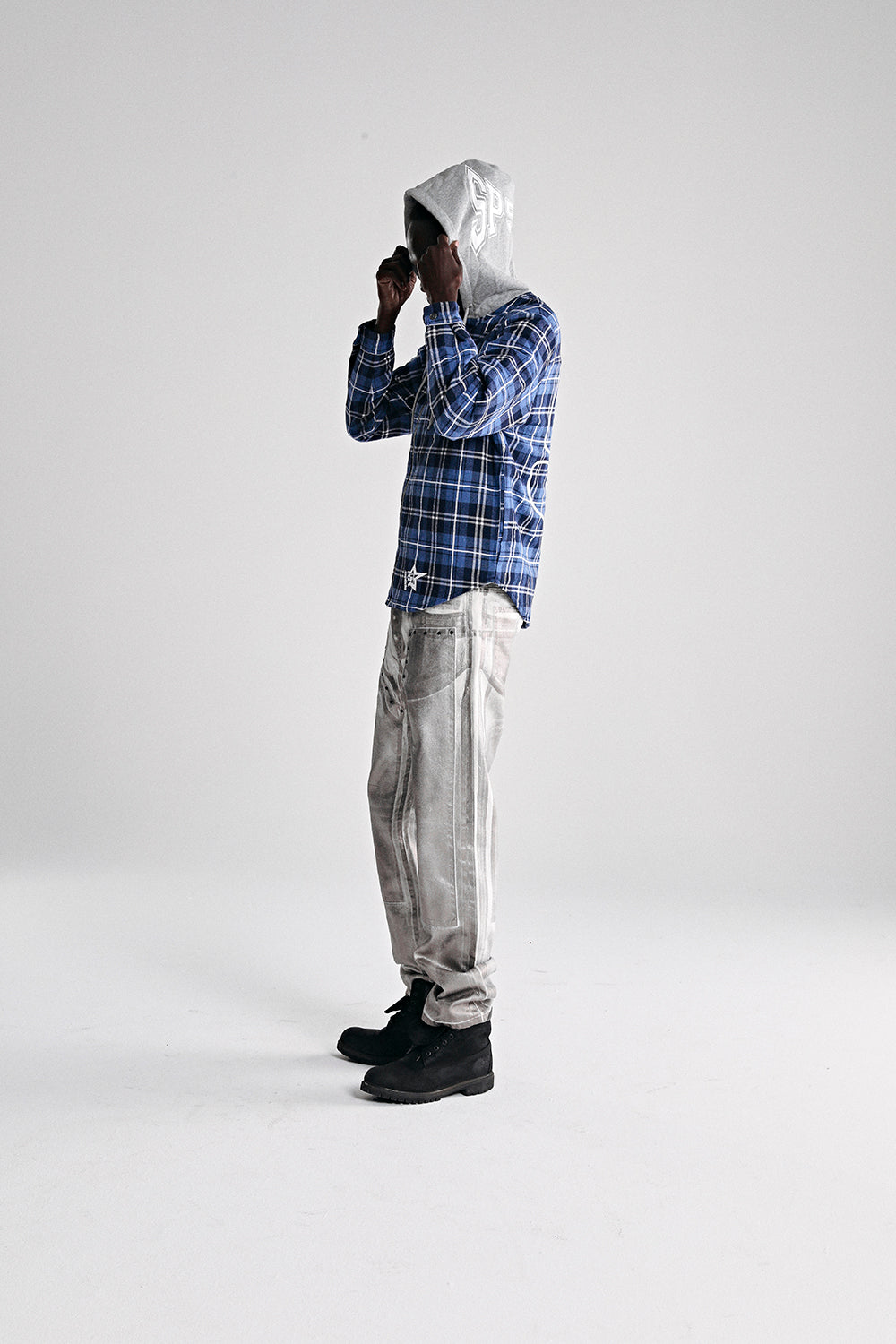 HOODED ZIP FLANNEL SHIRT JACKET