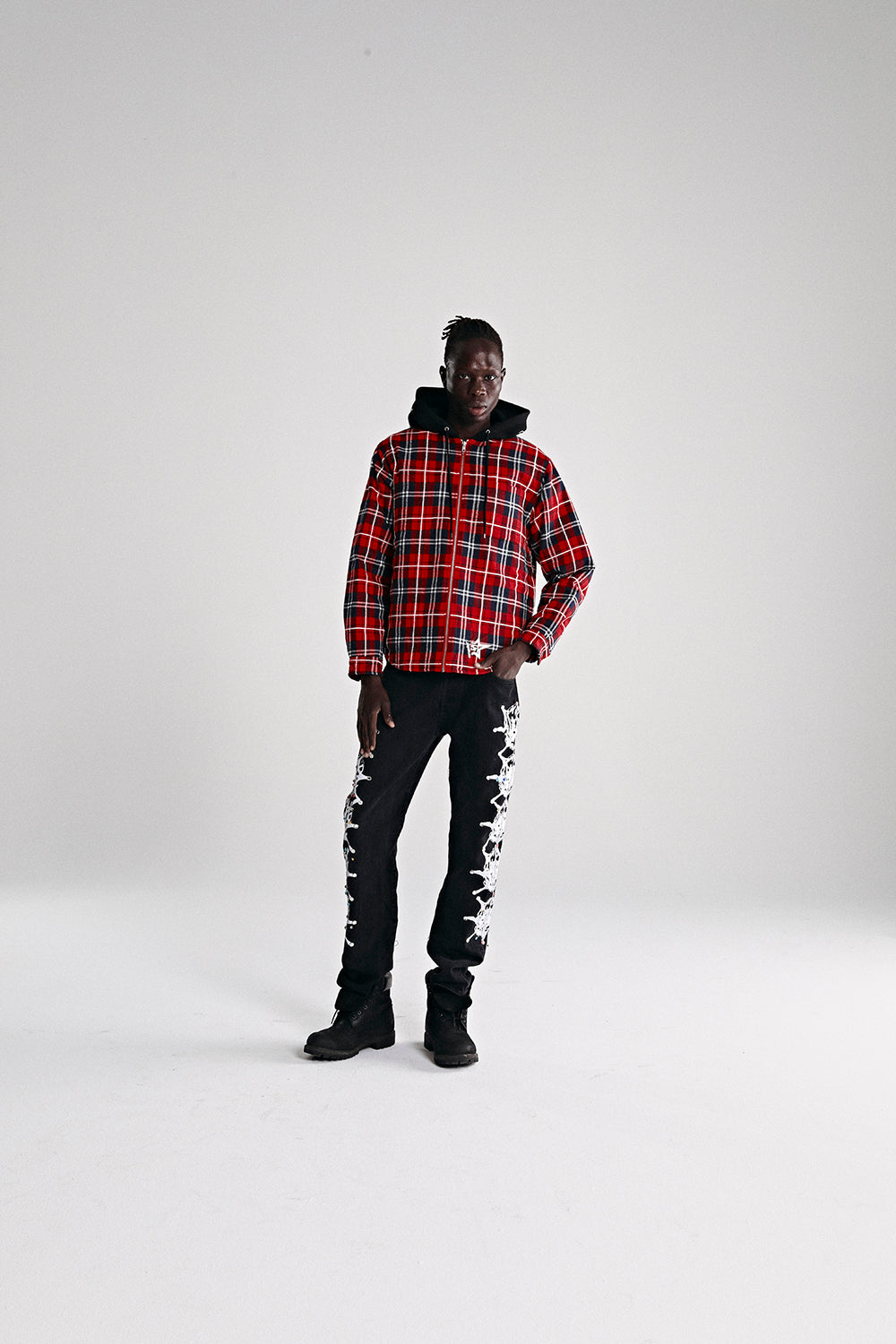 HOODED ZIP FLANNEL SHIRT JACKET