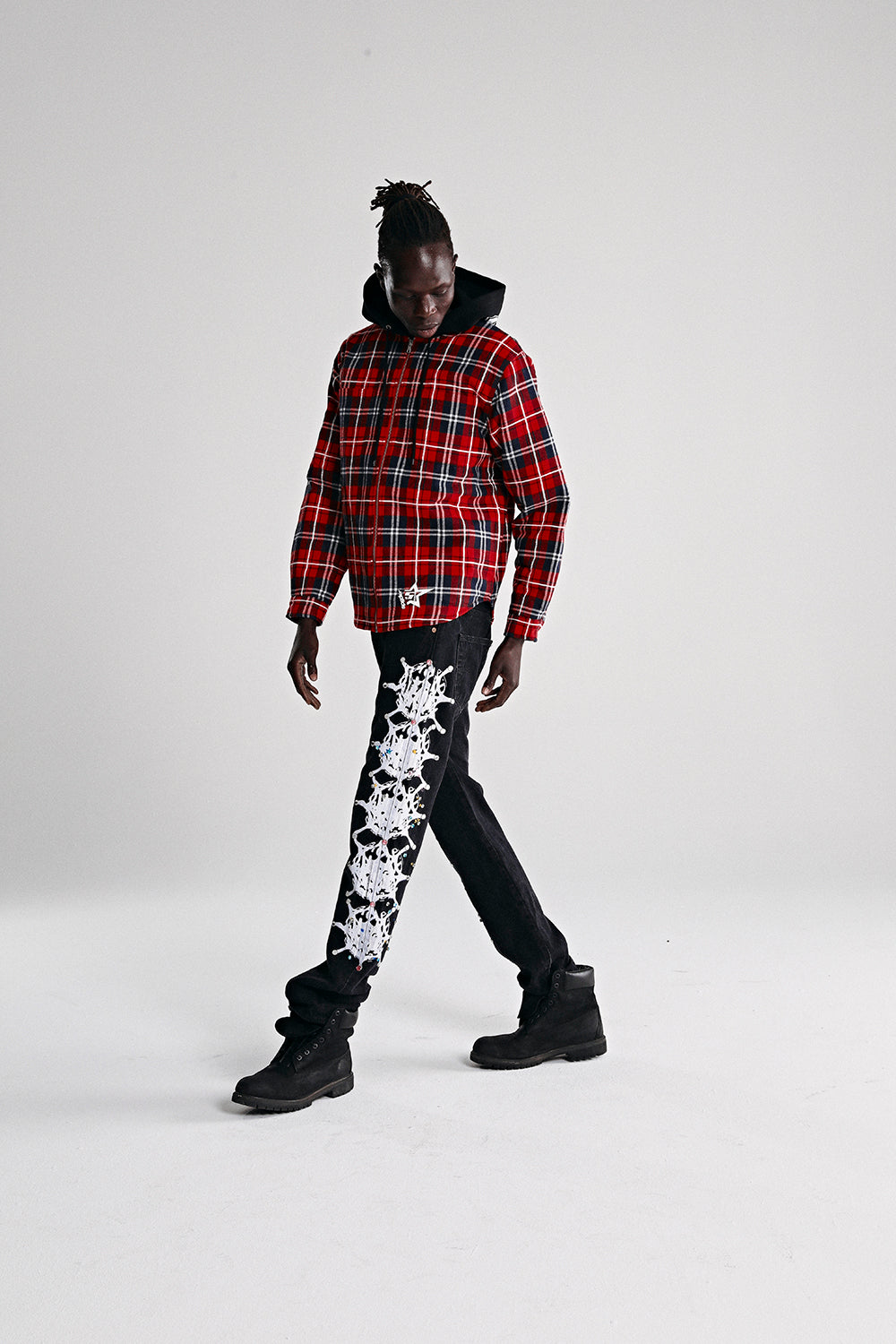 HOODED ZIP FLANNEL SHIRT JACKET