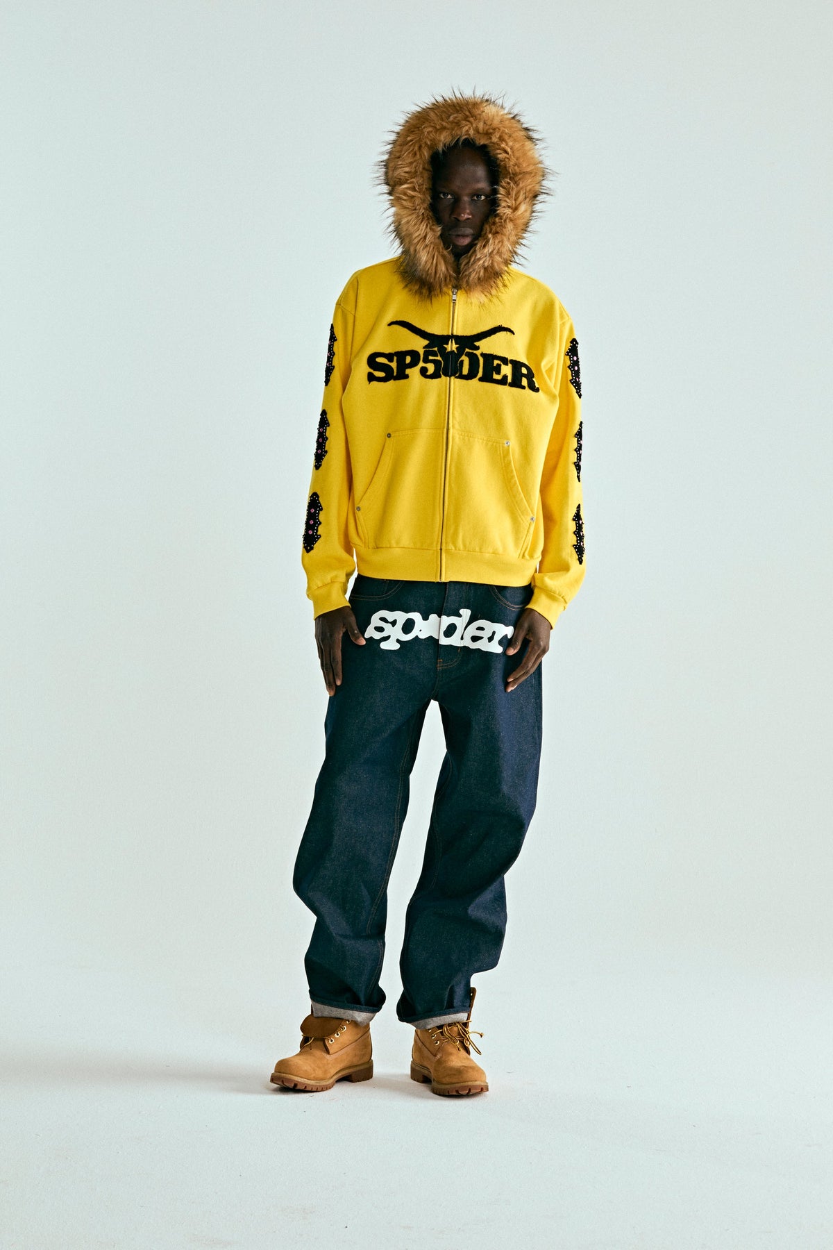 FUR HOODED ZIP UP SWEATSHIRT