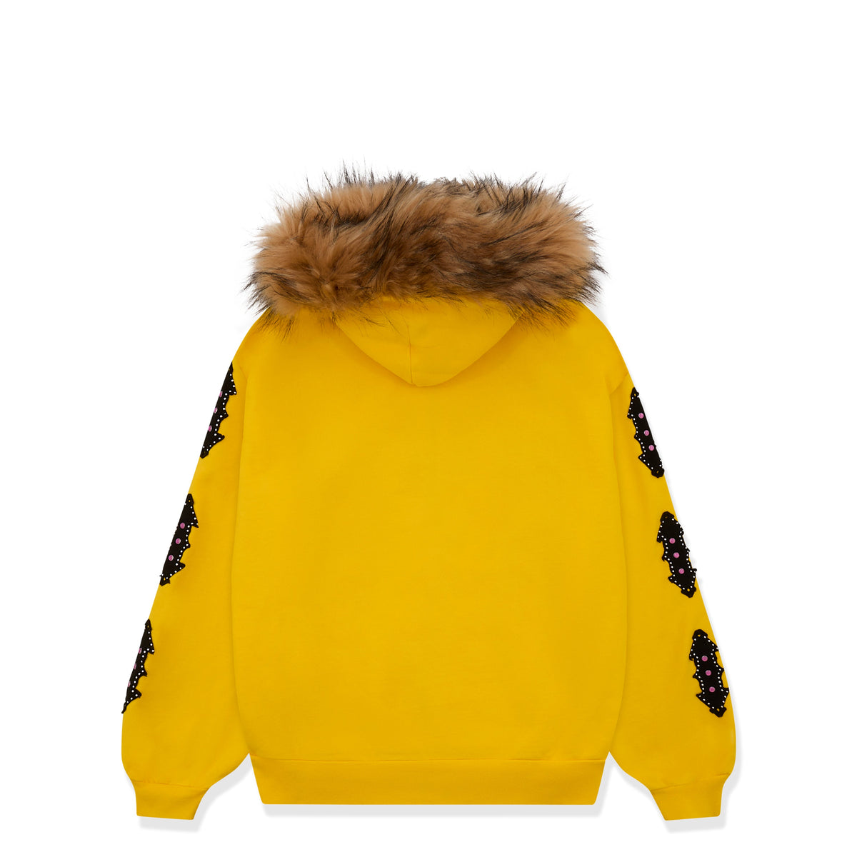 FUR HOODED ZIP UP SWEATSHIRT