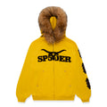 FUR HOODED ZIP UP SWEATSHIRT